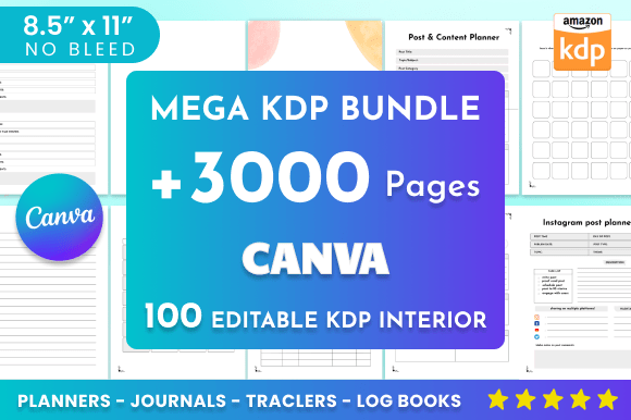 Download 100 Editable Canva Templates | KDP - Premium Bundle