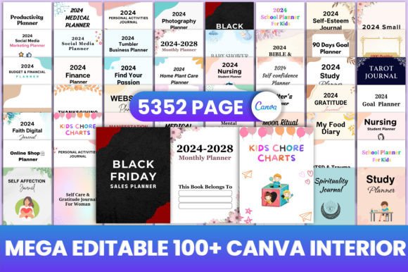 Download Mega Editable 100+ KDP Bundle Canva - Premium Bundle