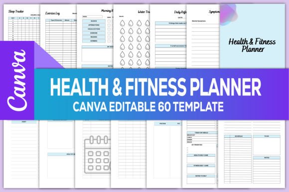 Download Health &amp; Fitness Planner Canva KDP - Fitness Collection