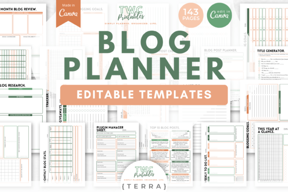 Download Blog Planner Canva Templates | TERRA - Premium Resources