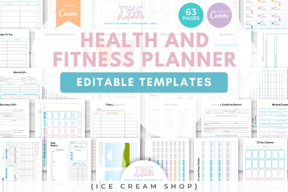 Download Health &amp; Fitness Planner Canva Templates - Fitness Collection